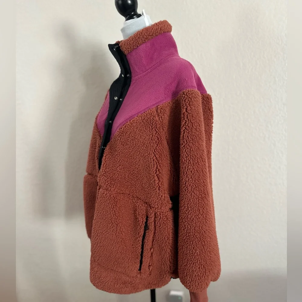 🆕Free People Fall to Rise Magenta Haze Combo Sherpa Jacket - Picture 6 of 8